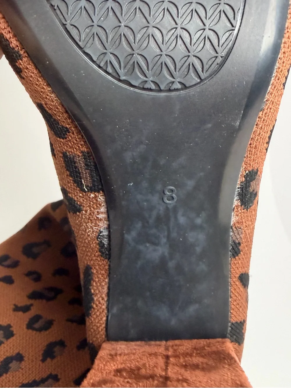 Leopard Knit Sock Ankle Boots - Brown